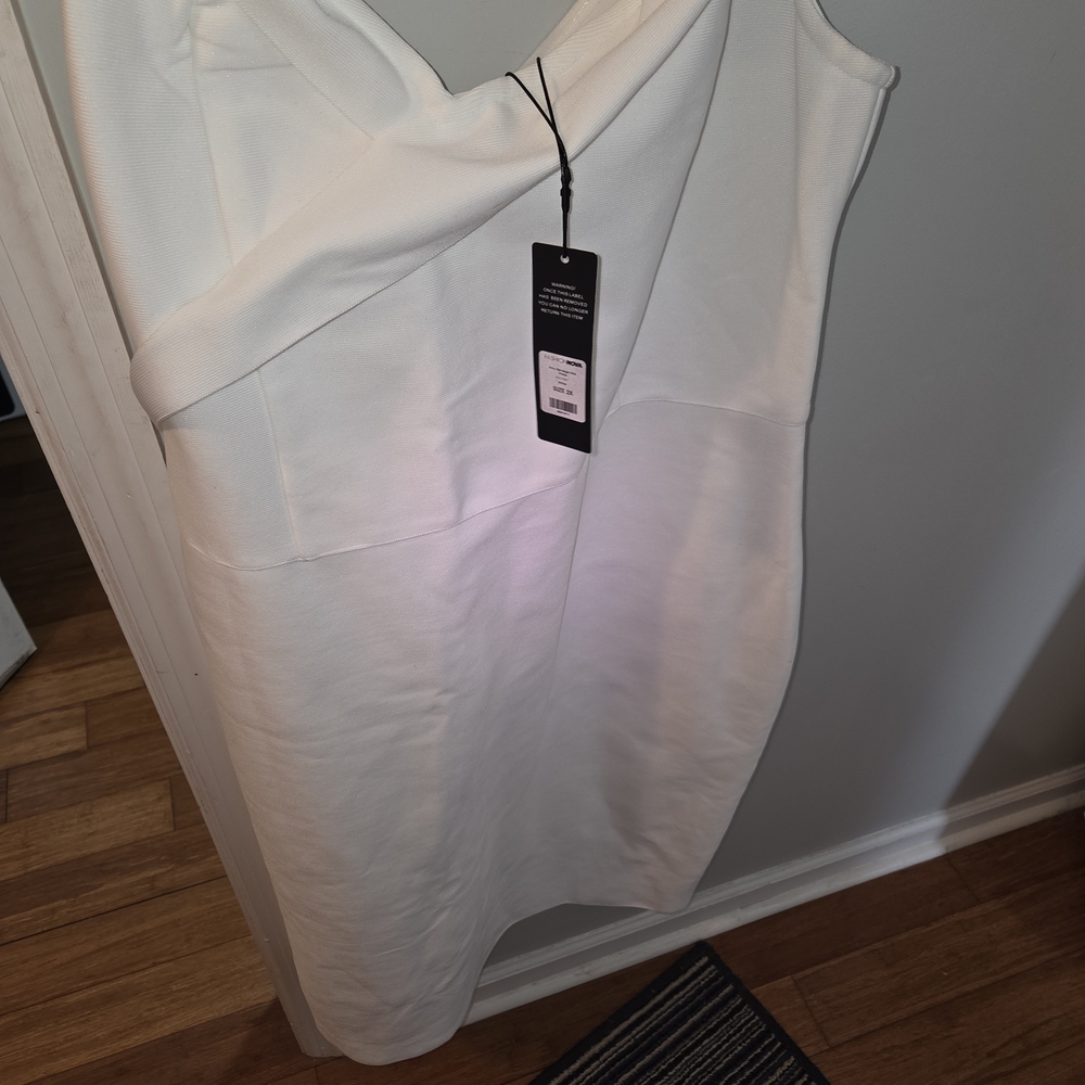Fashion Nova Elegant Strapless Dress in White